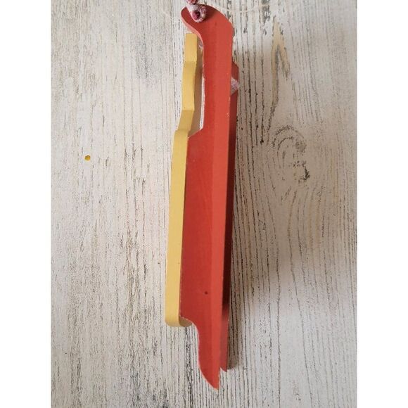 Wooden Gingerbread Girl sled ornament Xmas Decor heart - Picture 3 of 5